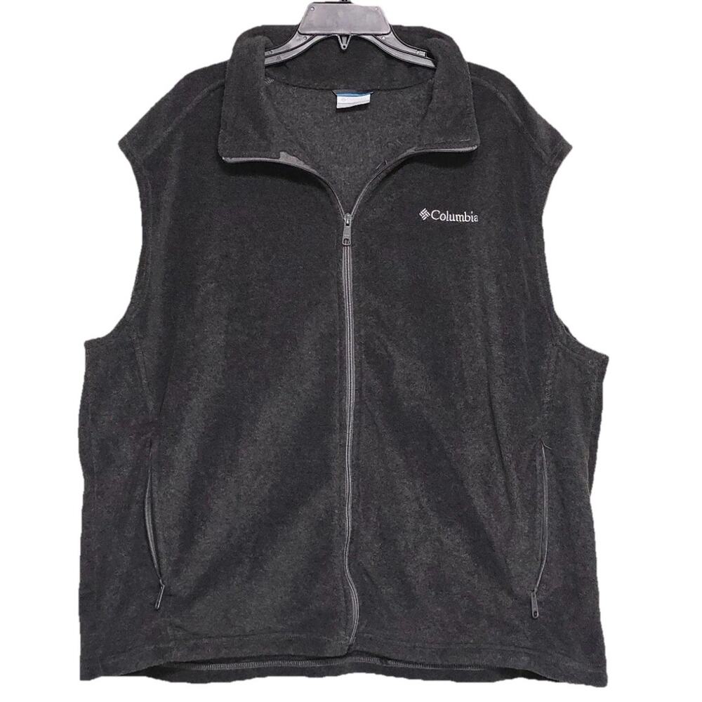 Columbia Mens‎ 2XL XXL Fleece Vest Full Zip Sleeveless Jacket Gray Outdoors
